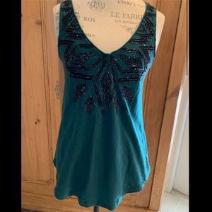 Ecote teal beaded tank top